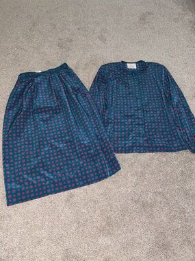 Vintage Pendleton Teal and Pink Checked Skirt Set